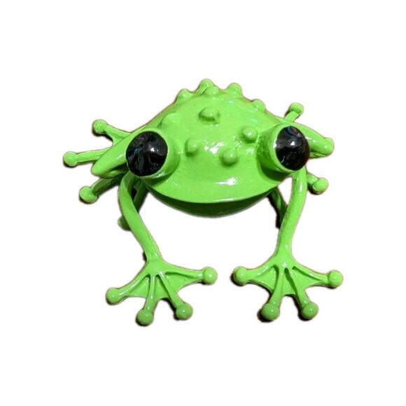 NEW Stepper Pond Green Smiling Frog - Signed NOS - Picture 1 of 3